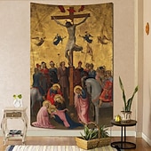 رخيصةأون سجادة دينية-فن الجدارية العصور الوسطى زينة جدارية عصور وسطى زخرفة جداريات كبيرة تصوير خلفية بطانية ستارة زينة غرفة النوم المعيشة