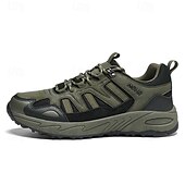 abordables Baskets-Homme Chaussures Décontractées Chaussures de randonnée Marche Occasionnel Cuir PU Maille Confortable Antidérapant Respirant À lacets Noir Jaune Vert Été Printemps