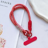 halpa Muut puhelinkotelot-uusi unisex luova painettu puhelinkoteloketju universaali ja monipuolinen lyhyt köysikahvainen ketju tukeva painettu väri, joka ei hukkaannu värillinen köysi