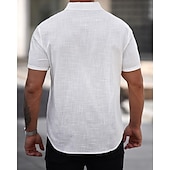 economico Strada-Per uomo Camicia Camicia di lino Camicia casual Camicia con Bottoni Camicia di cotone Semplice Vacanza Streetwear Bianco Manica Corta Collo ripiegato Estate Abbigliamento Tasca