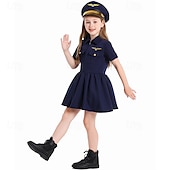 levne Dětské kostýmy-Pilot Aviator Den STEM Kariérní hraní rolí Šaty Kostým Jednotný cosplay Dívčí Dětské Výkon Vzdělávací převlékání Oblékání na školní akci předvečer Všech svatých Karneval Světový den knihy Jednoduch