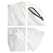 economico Vacanza-Per uomo Shorts Shorts di Lino Pantaloncini Estivi Shorts da Spiaggia Coulisse Tasca Elastico in vita Semplice Comodità Traspirante Lunghezza al ginocchio Casuale Quotidiano Ferie Vacanza Moda Bianco