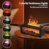 abordables 123496-1 cheminée à simulation de flamme rétro, humidificateur silencieux, machine d&#039;aromathérapie, lumière d&#039;ambiance colorée, interrupteur de synchronisation à trois niveaux, télécommande de type C, prise