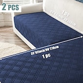 baratos Capa de Sofá-Capas de sofá modernas em formato de L, 2 peças, em azul e branco, duráveis, protetores de sofá que aceitam animais de estimação, com design acolchoado, laváveis à máquina, adequadas para sofás