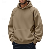 baratos camisolas de lã-Homens Moletom Moletom com capuz Moletom de lã Vermelho Vinho Preto Cáqui Cinza Claro Cinzento Escuro Com Capuz Tecido Bolso frontal Desportos e Ar livre Casual Diário Roupa de rua Legal Roupa de