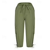 preiswerte Cargohose für Damen-Damen Cargo-Hosen Stoffhosen Streetwear Lässig Wadenlang Natürliche Taille Einfach Tasche Elastisches Kordelzugdesign Bequem Außenbereich Outdoor Streetwear Kamel Dunkelbraun Hellhimmelblau Schwarz