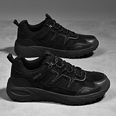 abordables Baskets-Homme Chaussures Décontractées Chaussures de randonnée Marche Occasionnel Cuir PU Maille Confortable Antidérapant Respirant À lacets Noir Jaune Vert Été Printemps