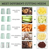 abordables Ustensiles et gadgets de cuisine-Hachoir à aliments et râpe à fromage 5 en 1, trancheuse à légumes rotative manuelle avec 5 lames en acier inoxydable, sans BPA, facile à nettoyer, cadeau de cuisine pour fromage, carottes, pommes de