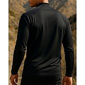 preiswerte Oberteile-Herren Polo-Sweatshirt Wanderspitze Langarm Stehkragen T-Shirt Oberteil Außen Atmungsaktiv Schnelltrocknend Leicht Viertelreißverschluss Polyester Patchwork Dunkelgrau Tennis Golfspiel Laufen