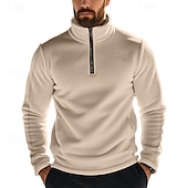economico felpe in pile-Per uomo Felpa con cappuccio e zip Maglia Felpa con zip Felpa con cappuccio in pile Nero Verde militare Blu Cachi Grigio Colletto Mao Semplice Con zip Sport &amp; Outdoor Casuale Quotidiano Streetwear