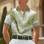  Per uomo Astratto Marmo Magliette Polo a Nido d'Ape Manica Corta Magliette polo Camicie con Colletto Business Casual Athleisure Abbigliamento quotidiano Stampa 3D Bottoni Estate Blu Oro Verde
