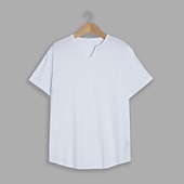 baratos camisetas básicas-Homens Camiseta Manga Curta Decote V Verão Tecido Moda Clássico Casual Puro Rua Casual Esportes Branco Azul Cinzento Top Tee para Homens