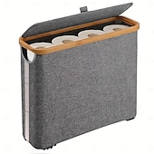 cheap Laundry Bags &amp; Hampers-Toilet Paper Storage Basket with Lid, Bamboo Toilet Paper Storage Holder Stand Organizer for Bathroom, Toilet Paper Storage Box Container with Handle, Toilet Tissue Storage Bin for RV Closet