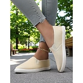 cheap Women&#039;s Sneakers-Women&#039;s Canvas Slip-On Sneakers – Lightweight Minimalist Flats for Daily Errands, Park Walks and Weekend Brunch Outings