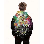 billiga Pojkens 3D Vision &amp; Geometri-Pojkar 3D Grafisk Huvtröja Långärmad Vår Höst Mode Streetwear Barn 4-12 år Huva Utomhus Ledigt Dagligen Normal