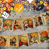 tanie Halloween-halloween podnoszenie flagi retro baner frak kwiat ustawienie dekoracji rekwizyty artykuły imprezowe