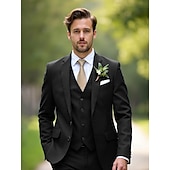 economico Abiti da matrimonio-Uomo Matrimonio Affari Completi Nero Blu marino Moda Formale Tinta unita Vestibilità aderente 3 pezzi Monopetto Due Bottoni