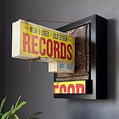 Недорогие Внутреннее освещение-Настенный светильник в стиле ретро для магазина пластинок, классический декор стены с виниловыми пластинками, светодиодный светильник в стиле ретро для комнаты, подарок коллекционеру пластинок для