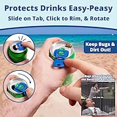 cheap Openers-Complete Cover Easy Tab Opener New and Improved 6PK Beverage Barricade 2.0, Colorful Drink Can Protector Cap for Soda, Beer, Coke Shields From Bugs, Bees, Dust at the Party, BBQ, Beach