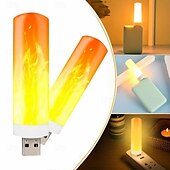 cheap Decorative Lights-4 Pcs simulation flame lamp candle lamp dynamic flame lamp bedside mini Usb atmosphere lamp small night lamp Halloween Christmas decoration lights