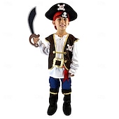 halpa Poikien puvut-Pirates of the Caribbean Merirosvo Jack Sparrow Asut Asu Seikkailuelokuva Cosplay Elokuva-cosplay for Poikien Lasten Halloween Suoritus Opetuspukeutuminen Koulutapahtuman pukeutuminen