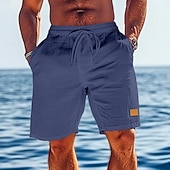 economico Vacanza-Per uomo Shorts Shorts di Lino Pantaloncini Estivi Shorts da Spiaggia Coulisse Elastico in vita Gamba Dritta Semplice Comodità Traspirante Lunghezza al ginocchio All&#039;aperto Quotidiano Ferie Vacanza