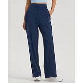 preiswerte Yogahosen &amp; Pumphosen-Damen Fitnesshose Pilates-Hosen Yogahose Mit Taschen Leicht Hohe Taille Fitnessstudio Pilates Zumba Unterteile Einfarbig Schwarz Weiß Dunkelmarine Herbst Sport Sportkleidung Mikroelastisch Lässiger