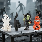 お買い得  ハロウィン-新しいハロウィーンの創造的な魔女の黒猫のカボチャの頭の樹脂の小さな装飾品デスクトップの雰囲気のアレンジメントの装飾