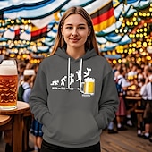 levne Mikiny s kapucí-Pivo Oktoberfest Kapuce Tisk Přední kapsa Grafika Pro Dámské Dospělé Karneval Pivo Oktoberfest Horká ražba Dovolená Párty