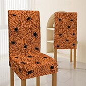preiswerte Halloween Küche-Halloween-Esszimmerstuhlbezug mit Totenkopfmuster, Festival-Tischdekor, Verkleidungsrequisiten zur Dekoration