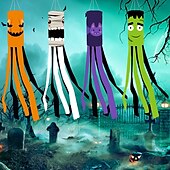 cheap Halloween Wall Tapestries-Halloween Windsock Flag 39 Inch Spooky Cartoon Flag Wind Socks Pumpkin Bat Ghost Monster Outdoor Hanging Decoration for Home Yard Patio Lawn Garden Tree Party Decoration