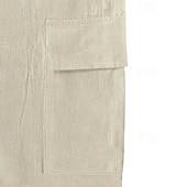 baratos Feriado-Homens Shorts de algodão e linho Bermuda Cargo Calção Shorts de verão Com Cordão Cintura elástica Bolso multi Tecido Conforto Vestível Comprimento do joelho Ao ar livre Esporte Diário Moda Casual