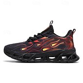 billige Sneakers til herrer-Røde løpesko for menn med flammedetaljer, overdel i høy ytelse og støtdempende såle, perfekt for trening, sportsbegivenheter og en aktiv livsstil