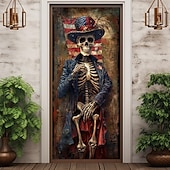 abordables Banners de Garaje y Puerta-Decoraciones de Puerta Calavera Cubiertas de Puerta 4 de Julio Patriótico Día de la Independencia Fondo Banner de Puerta Interior/Exterior para la Puerta Principal de la Granja