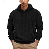 baratos camisolas de lã-Homens Moletom com zíper Moletom Moletom Zip Moletom de lã Adamascado Preto Azul Marron Cinzento Com Capuz Tecido Textura Desportos e Ar livre Casual Diário Roupa de rua Legal Designer Outono