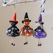 זול קישוטים לתלייה ושולחן של הלואין-קישוט מכשפה לליל כל הקדושים אחד עם פסלוני דלעת, רוח רפאים ושלד - קישוט סצנת מסיבת דיא דה לוס מוארטוס &amp;קישוט תלייה מפחיד לבית