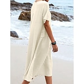preiswerte Kleider-Damen Midikleid T-Shirt-Kleid Sommerkleid Lässig Täglich Normale Passform Einfach Kurzarm Rundhalsausschnitt Schwarz Orange Aprikose Grau Sommer