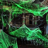 halpa Halloween-ulkoilmakoristeet-Halloween hohtaa pimeässä hämähäkinseittiä ja ylimääräisiä väärennettyjä hämähäkkejä Halloween ulkovalaistuskoristeet sisä- ja puutarhaan Kummitustalon juhlatarvikkeet