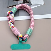 abordables Otras carcasas-Cuerda corta de moda de dos pliegues a juego con colores, cuerda corta de muñeca simple, cuerda colgante de doble capa, firme y resistente, antirroturas y anticaídas, cuerda para colgar teléfonos