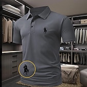 levne Pánské klasické polo-Pánské Kůň Waffle Polo košile Krátký rukáv Polo tričko Košile s límečkem Na běžné nošení Obchodní příležitostné Venkovní Obchod Noste do práce Denní nošení Knoflíky 3D tisk Léto Bílá Světlá růžov