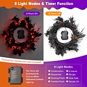 cheap Battery String Lights-1.8M/6Ft 54 LED Beads Halloween String Lights Black Willow Lantern Pumpkin Bat Maple Leaf Wall Desktop Halloween Party Atmosphere Decorative Light AAA Waterproof Battery Box