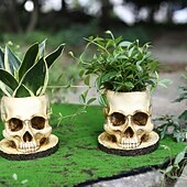 economico Halloween-fioriera scheletro chic - costruzione in poliresina resistente e impermeabile, versatile per interni &amp;decorazioni per esterni con piante, fiori e caramelle perfette per un Halloween spettrale e una