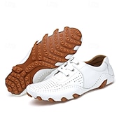 economico sandali da esterno-Scarpe da passeggio traspiranti da uomo bianche con ritagli – mocassini estivi casual con suola morbida per la guida, le vacanze al mare, l&#039;esplorazione della città e il comfort per tutto il giorno nelle giornate calde