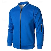 preiswerte Lässige Jacken-Herren Leichte Jacke Freizeitjacke Urlaub Täglich Tasche Frühling Herbst Einfach Mode Klassisch Stehkragen Regulär Schwarz Blau Grau Jacken