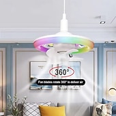billige Lamper til takvifte-RGB fullfargepære dimbar timing LED-viftelys hengende hjemmedekorasjonsviftelys