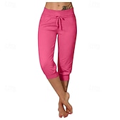 billige cargobukser for kvinner-Dame Capri-bukser Søndagsshorts Gatemote Fritid Kalv lengde Medium Midje عادي Elastisk midje Snorer Pusteevne Myk Mikroelastisk Feriereise Gate Dagligdagstøy Svart Rosa Navyblå Grønn Sommer Normal