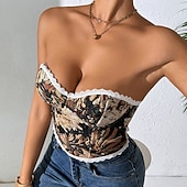 olcso fűző-Retró Középkori Reneszánsz Fűző Prsluk Bustier Virágos Jacquardszövet Jelmez Női Kelta Fantasy Mindszentek napja Farsang Parti Alkalmi / Napi LARP Felnőttek Fűző