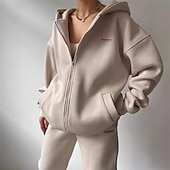 abordables Chándales-Mujer Tracksuit Pantalones Deportivo Ropa Deportiva Otoño Manga Larga Resistente al Viento Gimnasio Rutina de ejercicio Deportes Ropa de deporte Ropa de Deporte Color sólido Negro Gris oscuro Gris