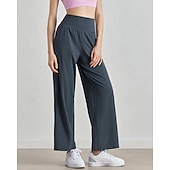 preiswerte Yogahosen &amp; Pumphosen-Damen Fitnesshose Pilates-Hosen Yogahose Mit Taschen Leicht Hohe Taille Fitnessstudio Pilates Zumba Unterteile Einfarbig Schwarz Weiß Dunkelmarine Herbst Sport Sportkleidung Mikroelastisch Lässiger