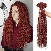 abordables Crocheter les cheveux-Ensemble complet d&#039;extensions de dreadlocks bouclées blondes platine à double extrémité pour femmes, dreadlocks ondulées blondes faites à la main, dreadlocks synthétiques souples au crochet (50 mèches